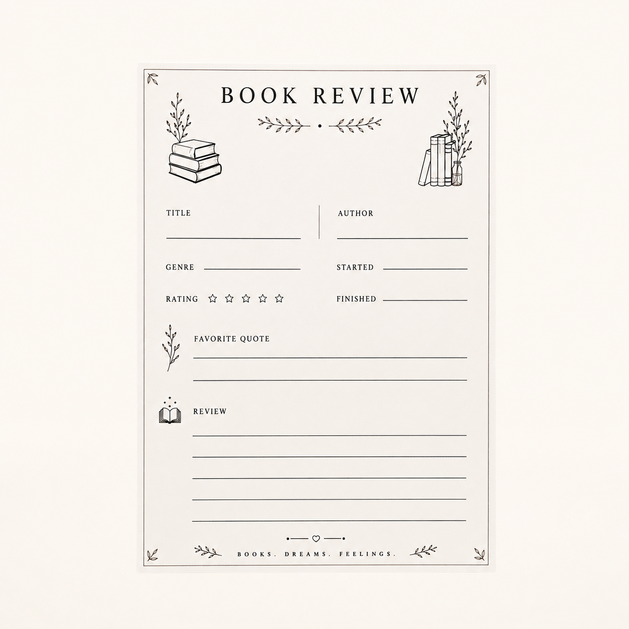Book Review Cards